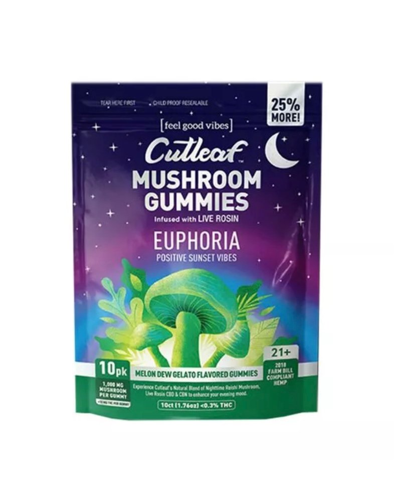 CUTLEAF EUPHORIA LIVE ROSIN MUSHROOM GUMMIES 1000MG 10CT - Image 5